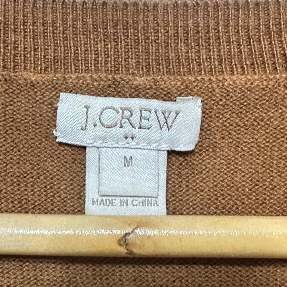 J.Crew Llama Sweater Women Medium Brown Embroidered Animal Cotton Wool Whimsical - Picture 5 of 7